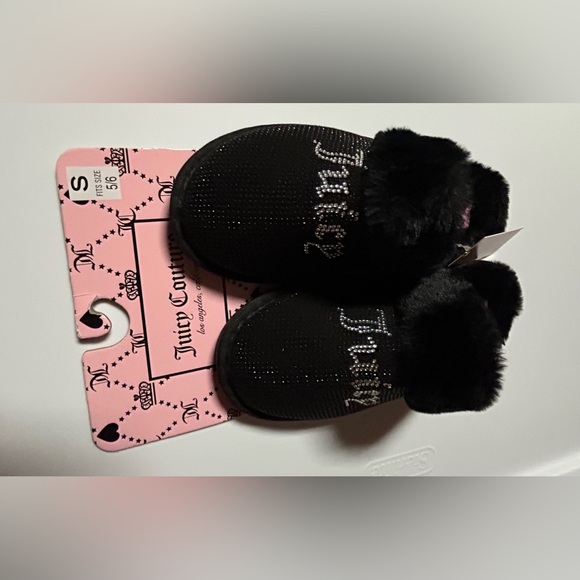 Juicy Couture Woman’s Black Slip On Slippers Size 5/6 NEW - Picture 4 of 6